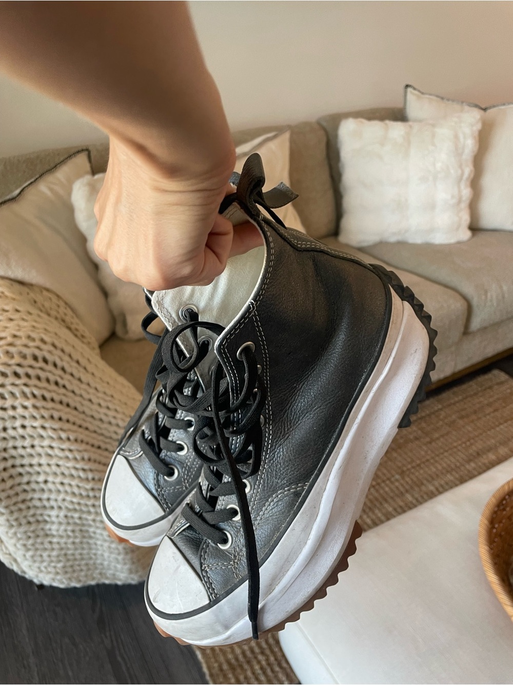 Platform CONVERSE High-Top Lace-Up Sneakers in Gray - Picture 5 of 6